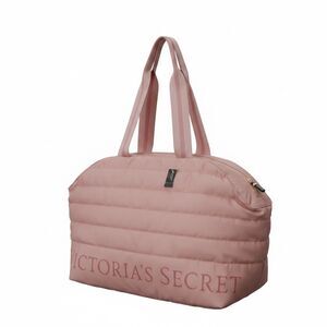 Victoria’s Secret Quilted Weekender Travel Tote Bag – Large Nylon Duffle NWT Pnk